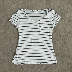 Open Shoulder Stipped Tshirt Small